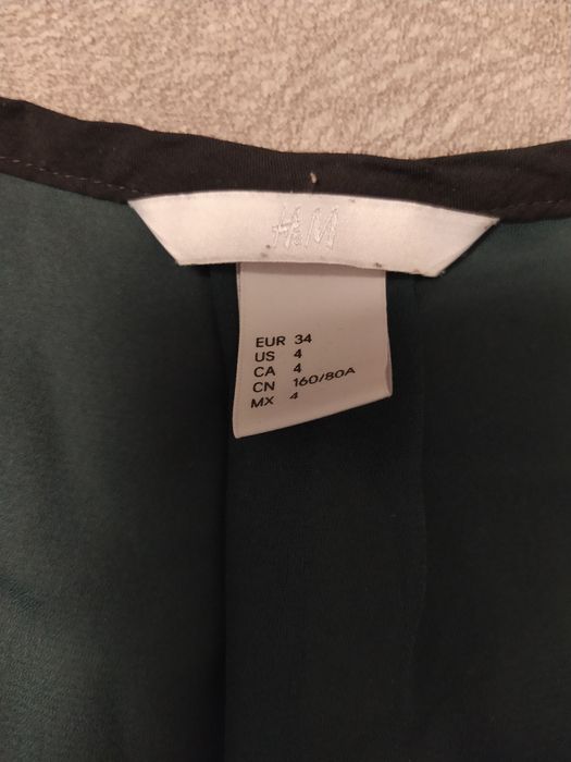 Elegancka kopertowa koszula butelkowa zieleń h&m XS koszula na jesień