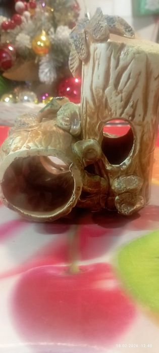 Керамический пень для декора аквариума!