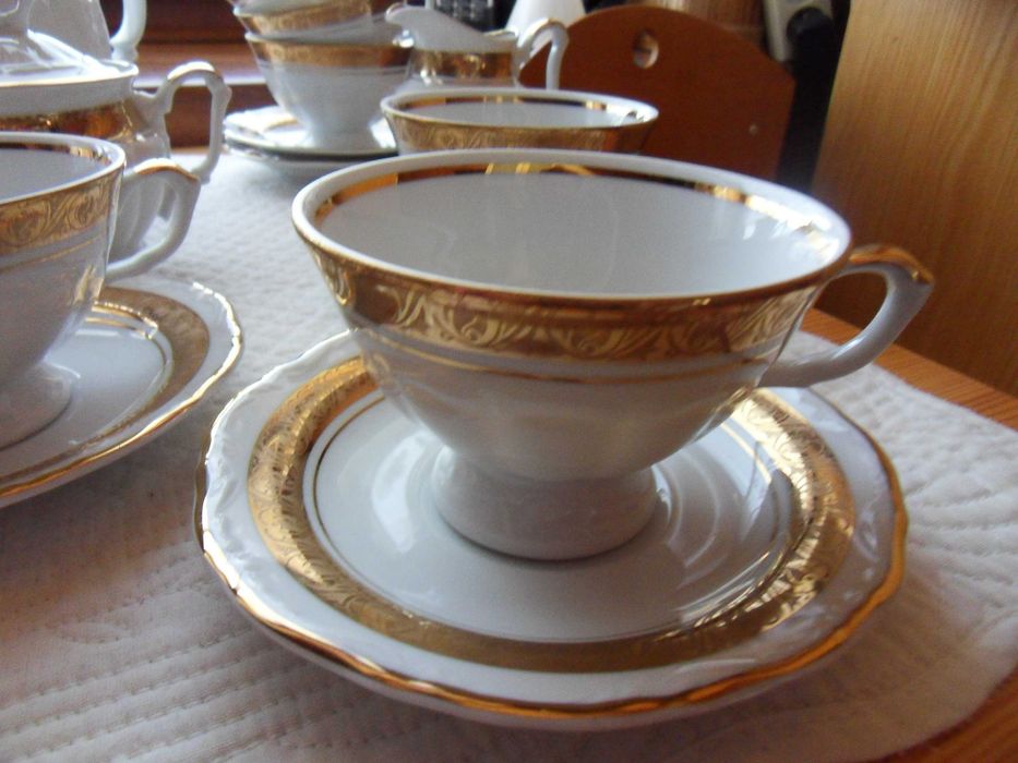 piękny komplet kawowy porcelana