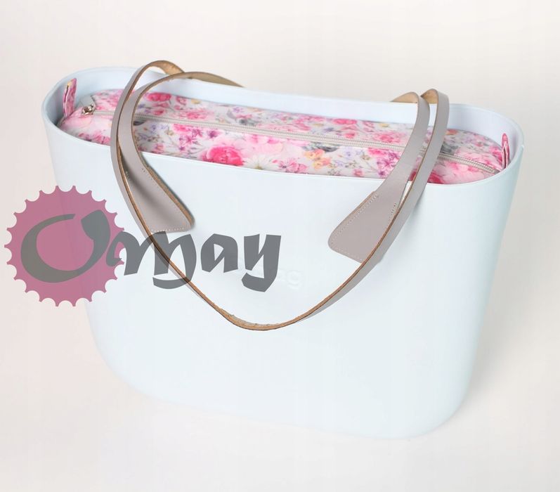 organizer OBAG STANDARD kwiaty różyczki różowe szary wkład OMAY