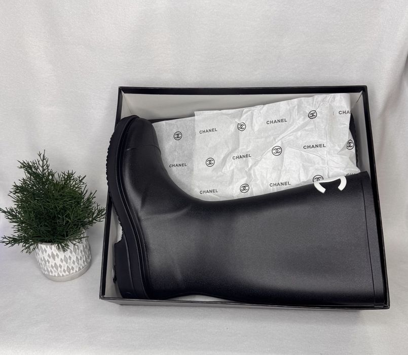 Гумові чоботи Шанель, чоботи Chanel гумові, резиновые сапоги шанель