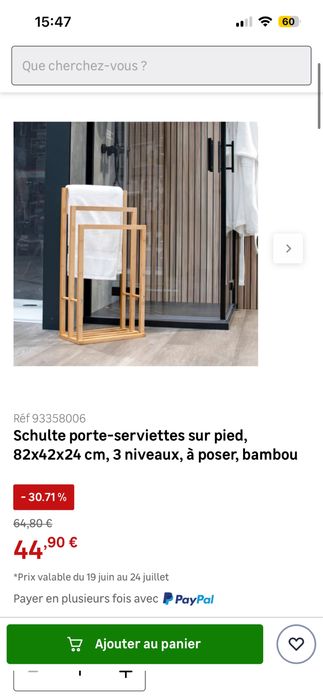 Porta-toalhas em bambu – 3 níveis – Como novo