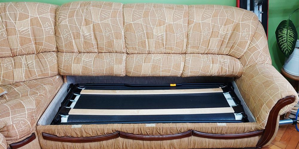 Kanapa rozkładana Narożnik 3-częściowy z funkcją spania + schowek + fo