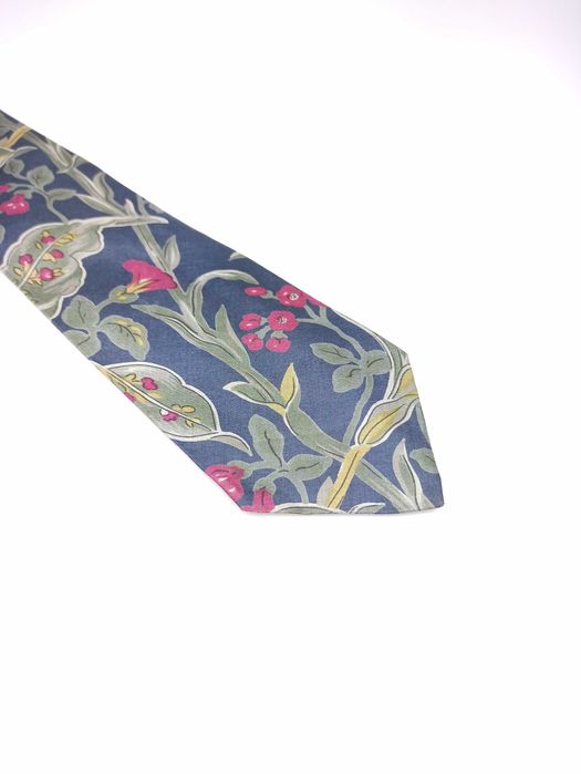 Foxton jedwabny krawat granatowy w kwiaty bib53