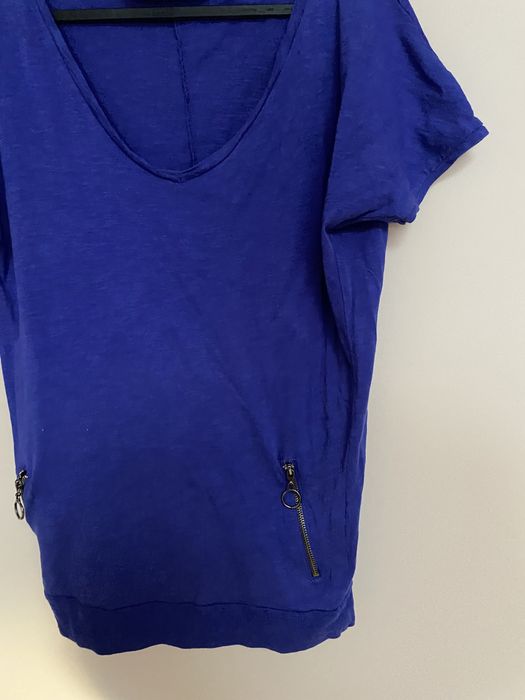 Granatowy T-shirt Stradivarius S