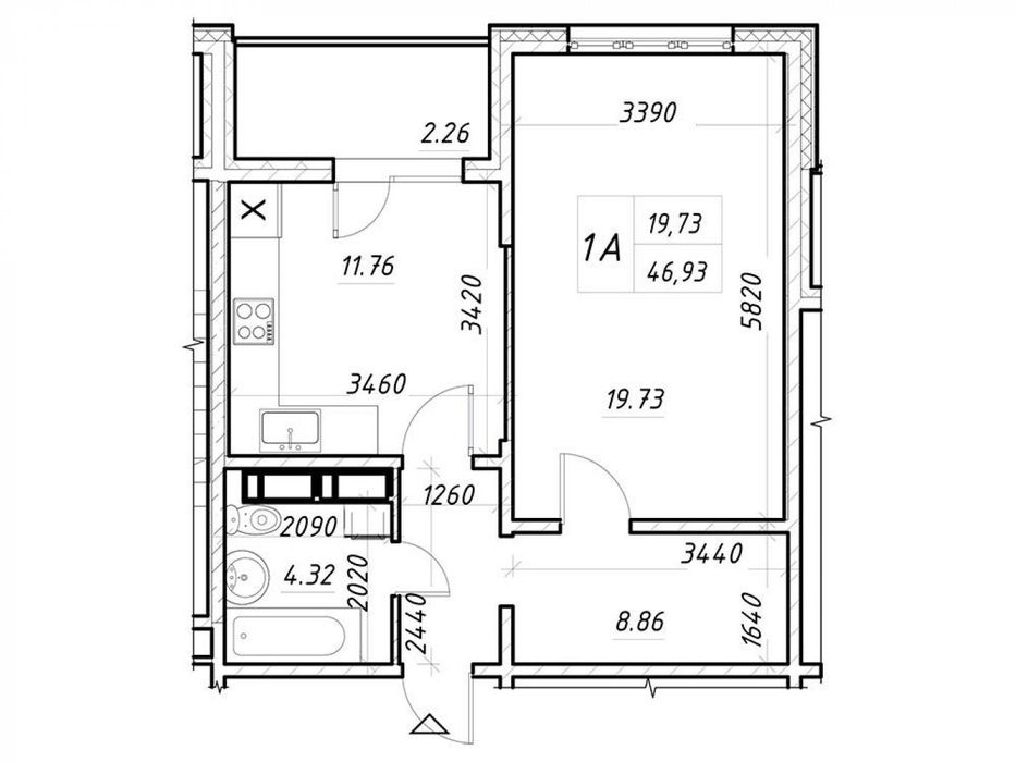 1-комнатная квартира по адресу ул. Коноплянская (площадь 46,9 м²) - Atlanta.ua - фото 5