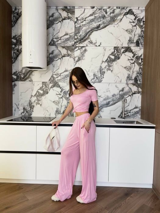 Костюм жіночий топ + палаццо/віскоза Туреччина/тренд літо 2026/42-46