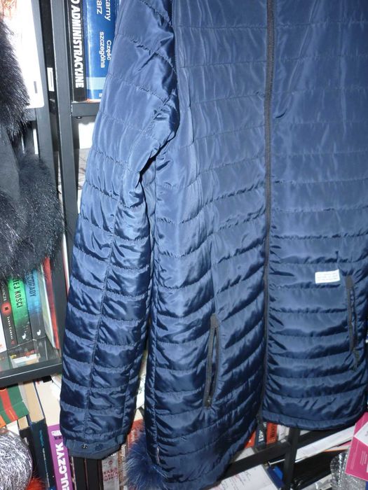 K1X Park kurtka pikowana ocieplana z kapturem z futrem z lisa