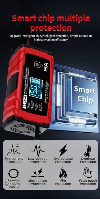 Импульсная зарядка 15А 12V LifePo4 десульфатация аккумулятора зарядное