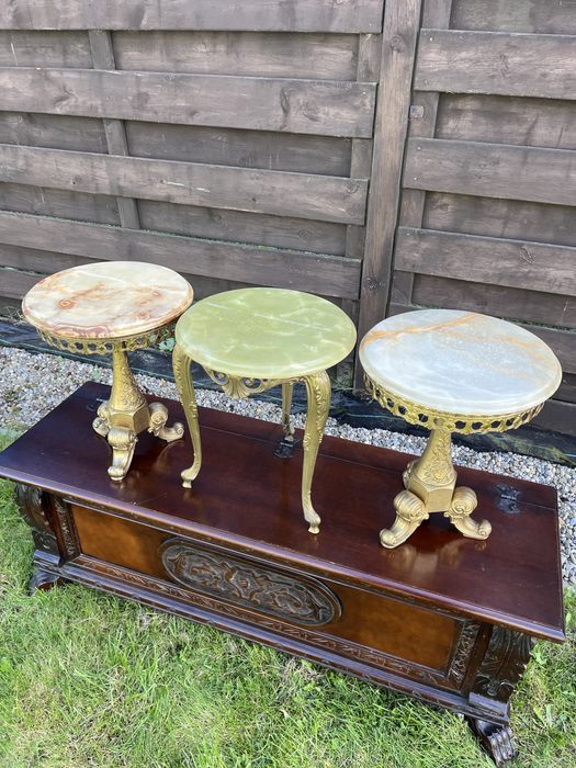 Вінтажний Столик підставка бронза онікс