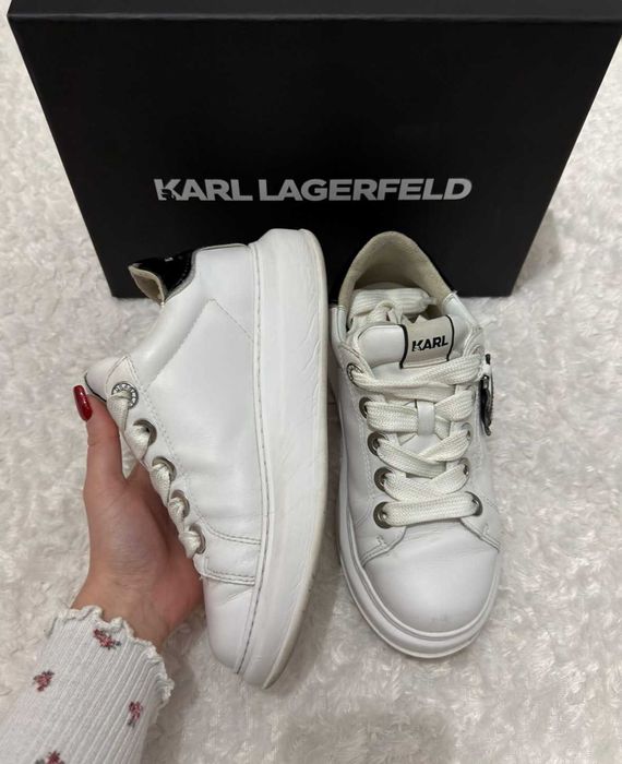 Białe Buty Damskie Sneakersy Karl Lagerfeld Kapri Twin Pendant r.36