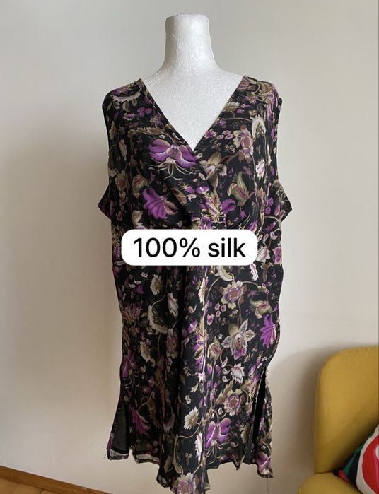 Jedwabna bluzka tunika plus size z jedwabiu 100%