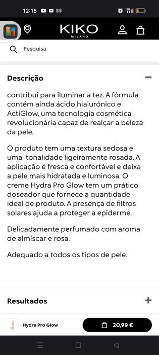 Creme Hydra pro flow da Kiko