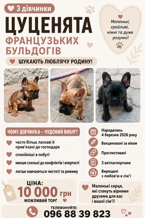 Цуценята Французький бульдог
