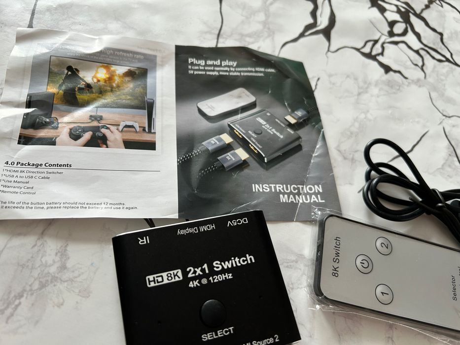 HDMI 2.1 8K Przełącznik Kierunkowy 2-wejściowy / 1-wyjściowy YIWENTEC