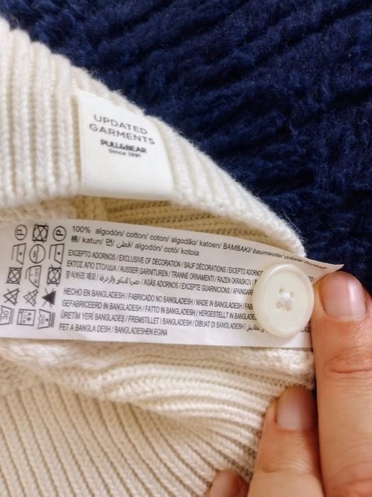 Kardigan męski Pull & Bear kremowy sweter rozpinany L/XL