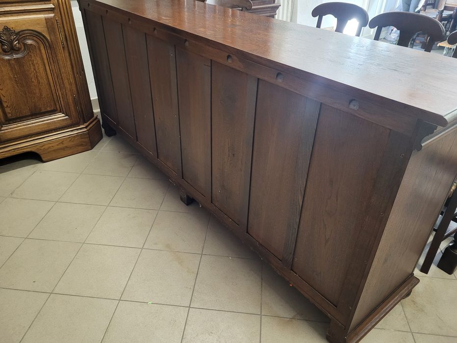 Zestaw 100% dębowy komoda witryna stół 8 krzeseł meble holenderskie