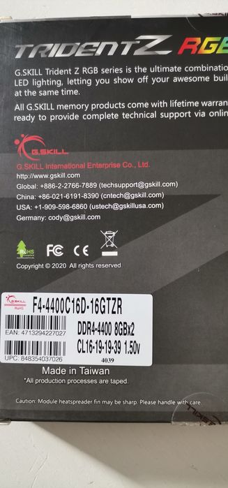 G.SKILL Trident Z RGB 16GB (2x8GB) DDR4-4400MHz CL16