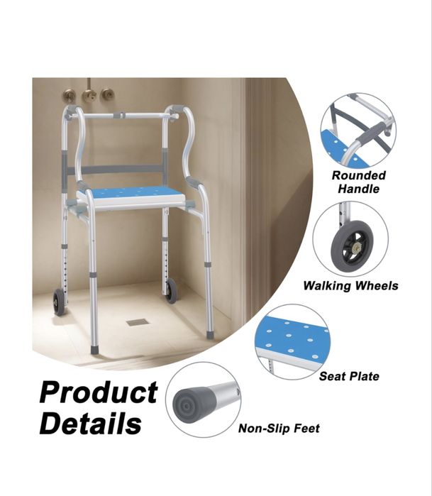 Składany aluminiowy chodzik z siedziskiem do 180kg