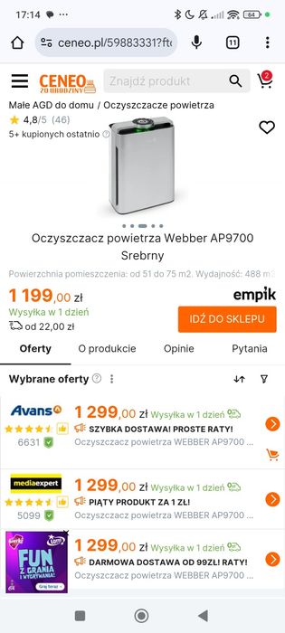 Oczyszczacz powietrza Webber 9700