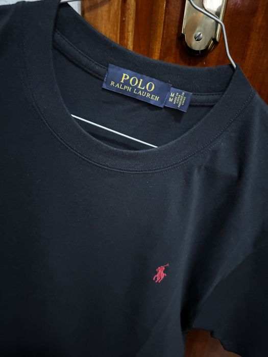 t-shirt preta da ralph lauren