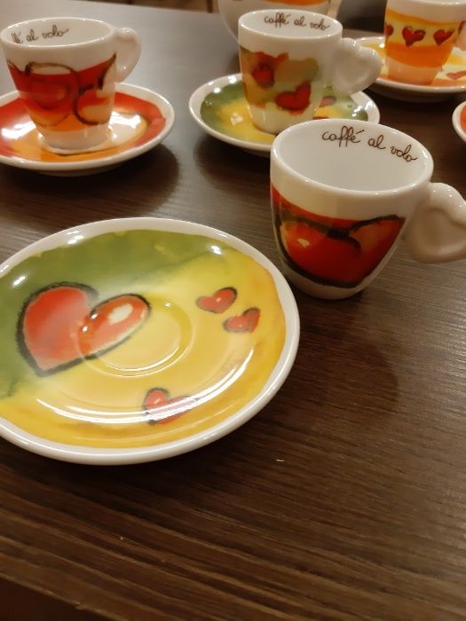komplet filiżanek do kawy espresso 6 szt. + cukiernica