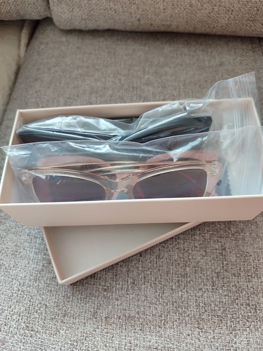 Okulary przeciwsłoneczne zestaw kocie cat eye