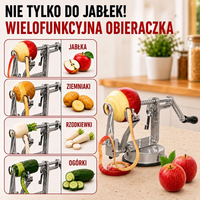 Obieraczka do jabłek GOODS+GADGETS 3w1 – obiera, kroi i usuwa gniazda nasienne