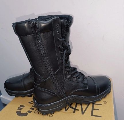2survive Boots PQ Pro Zip Military Tactical Leather Black Side Zip - Size 37/39
