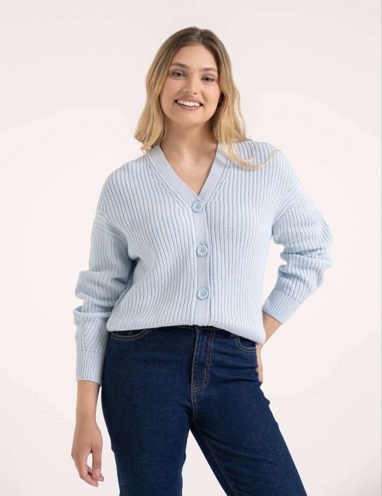 Sweter damski kardigan błękitny XL