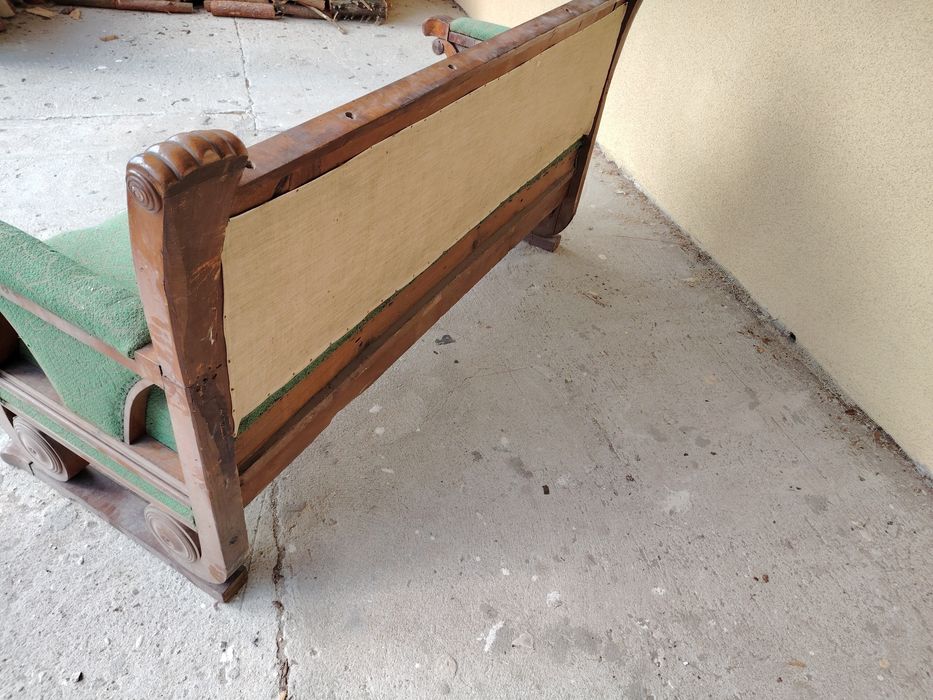 Stara sofa biedermeier w orzechu / XIX w / do renowacji / antyk