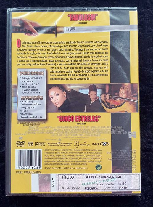 DVD - KILL  BILL  (Novo e ainda Selado)