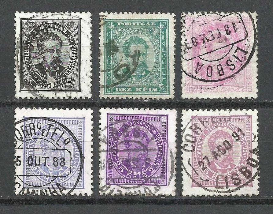 Selos portugueses – D. Luís I, 1884 a 1887, de frente, novos valores