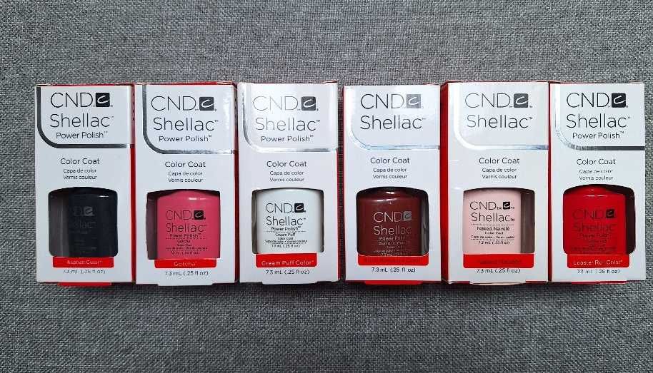 Lakier hybrydowy Shellac CND , zestaw 6 sztuk , nowe