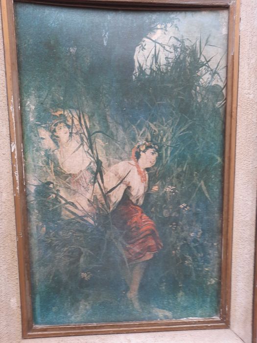 Obraz  malowidło Rusałki Witold Pruszkowski (1846-1896) unikat zabytek