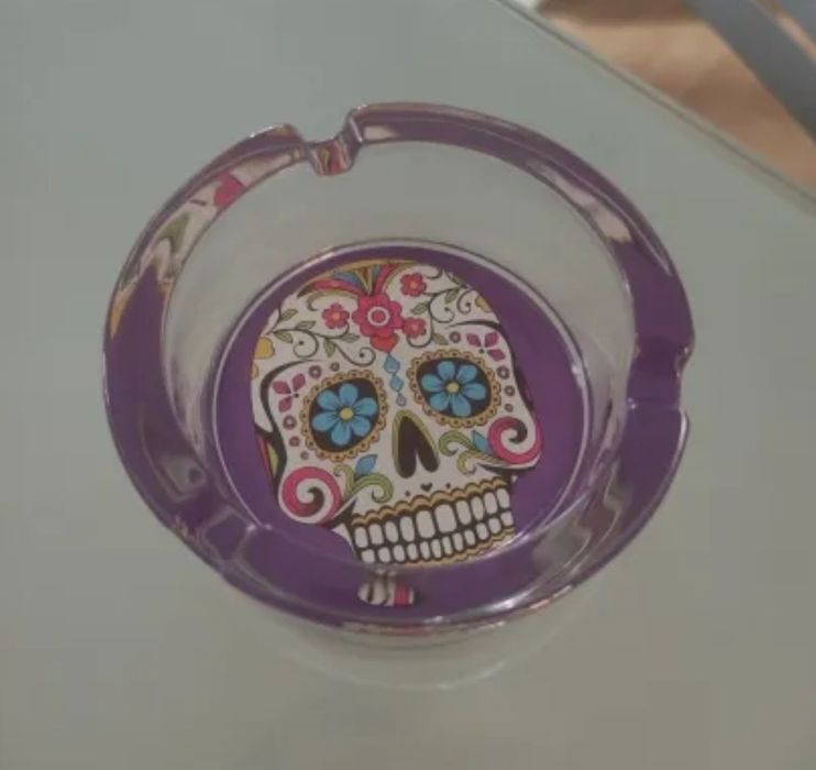Cinzeiro em vidro Caveira Mexicana Qbak
