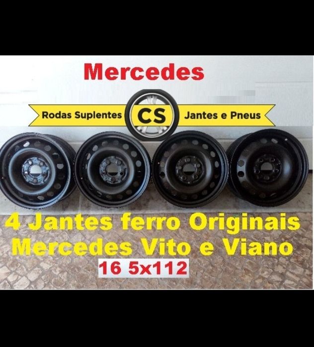 Jantes 16 5x112 Mercedes Vito Viano ferro, tampões roda suplente pneu