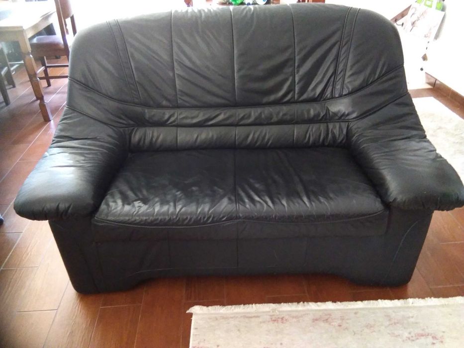 Sofás 3-2-1 em pele com Sofa cama