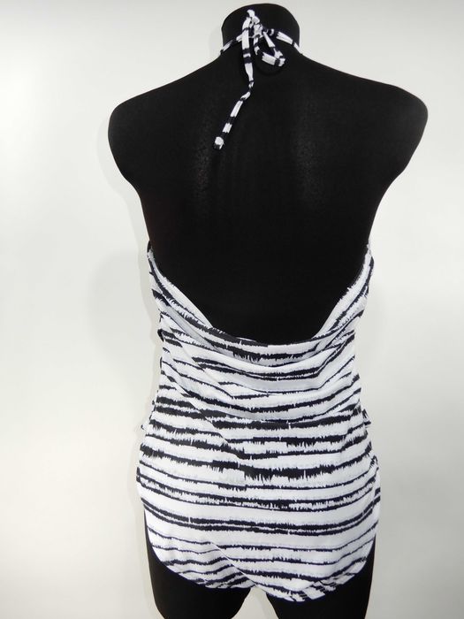 Strój kąpielowy jednoczęściowy biały czarny wzór 44 XXL