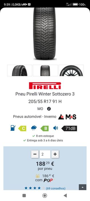 Jantes 17" 5*112 originais Mercedes com pneus Pirelli