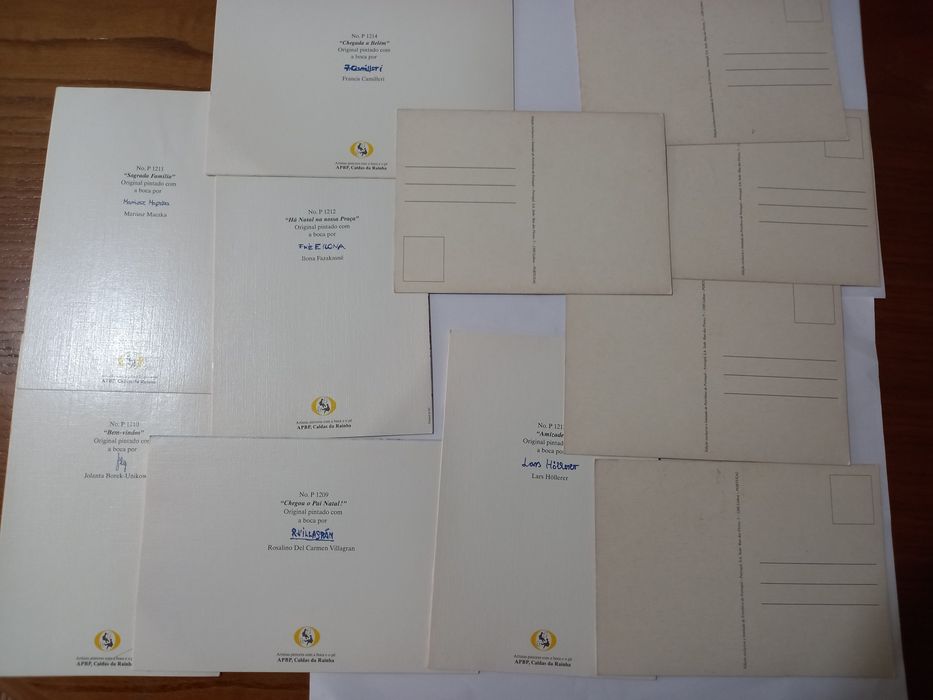 postais ilustrados de Natal coleção de pinturas com boca e pé