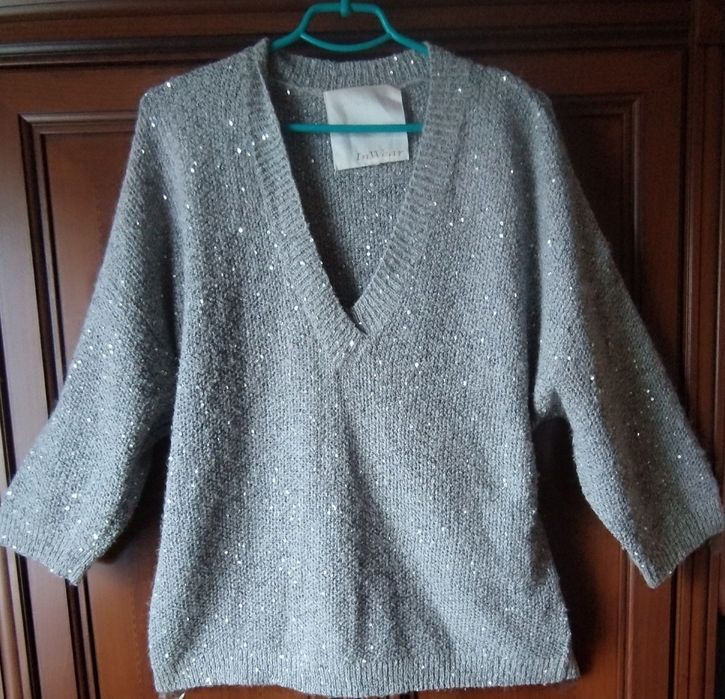 Вязаные свитера р.56-58 серого ОВЕРСАЙЗ и с паетками р.54-56 акриловы
