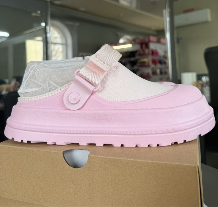 Рожеві розовые угг ugg GoldenGlow Canvas Clog шлепанці тапочки шлепки