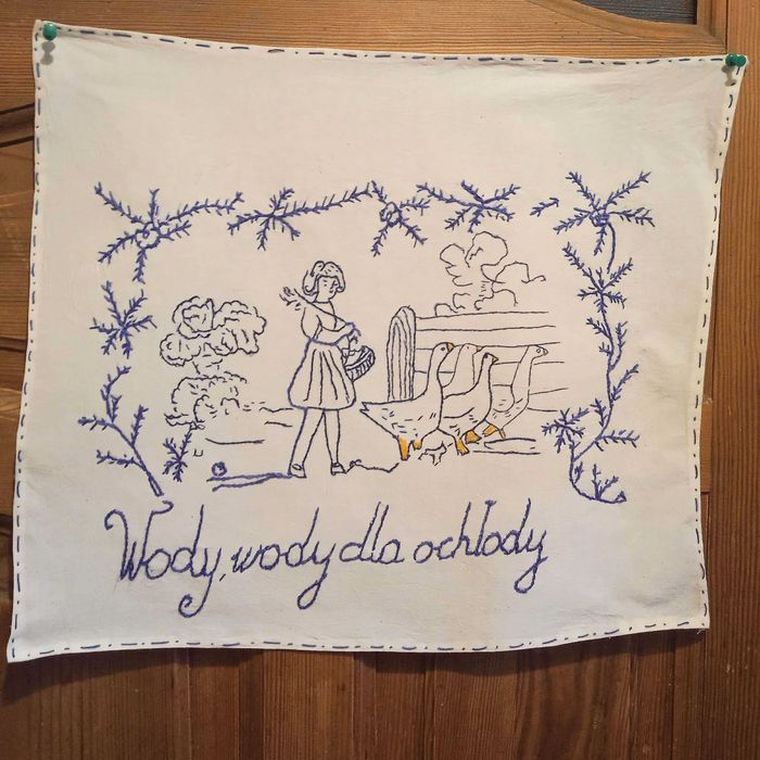 Makatka nowa haft ręczny.Wody,wody dla ochłody.