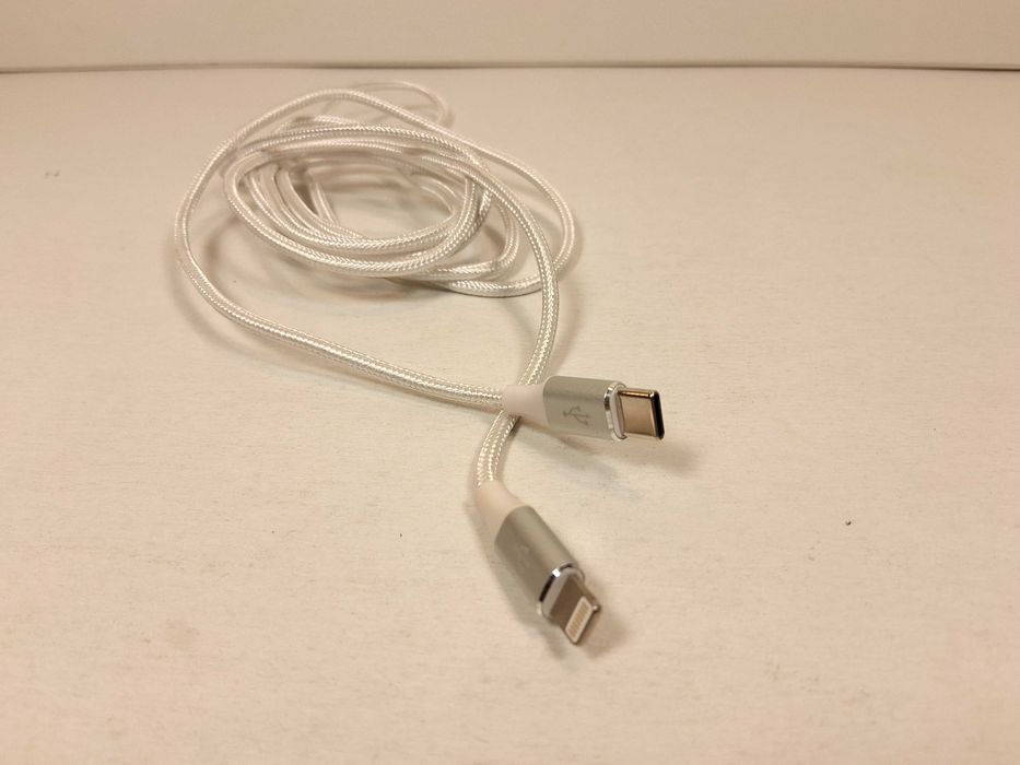 N258 Kabel USB-C Na Lightning Srebrny Oplot Nylonowy Szybkie Ładowanie
