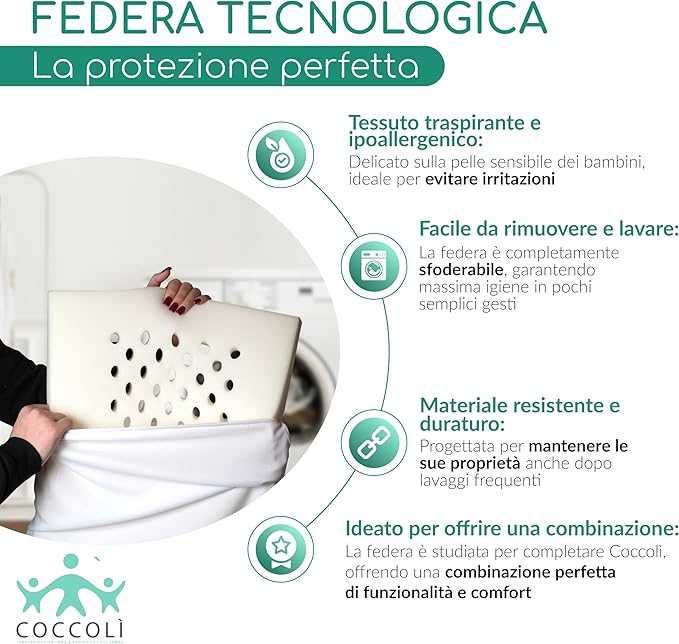 COCCOLì poduszka do łóżeczka dla dzieci 60 x 40 hipoalergiczna 1+