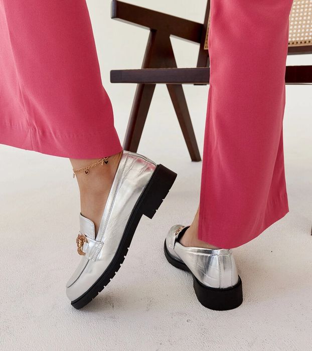 Srebrne mokasyny z cyrkoniami Aleyna