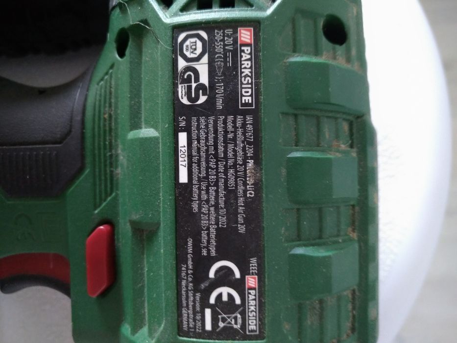 Suszarka opalarka 20v 2 baterie ładowarka
