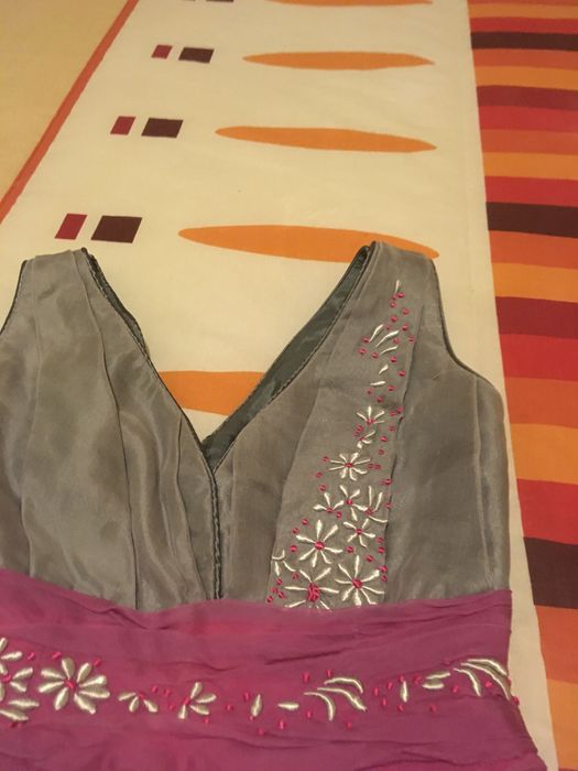 Vestido Bordado Madeira em seda selvagem