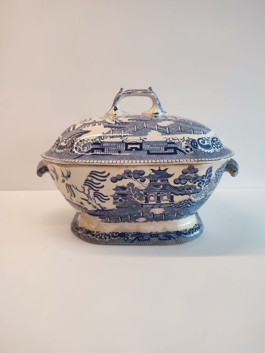 Antigas travessa e terrina "Blue Willow"